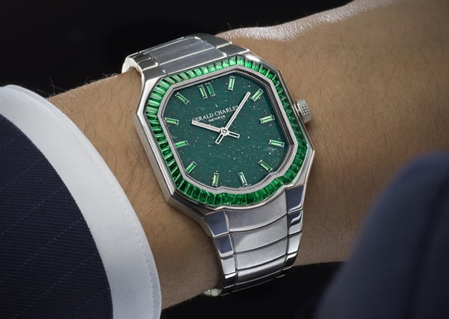 Gerald Charles Masterlink Gem Set Stone dial Green Aventurine dial: wrist, title