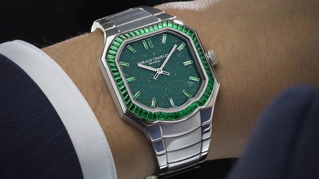 Gerald Charles Masterlink Gem Set Stone dial Green Aventurine dial: wrist, title