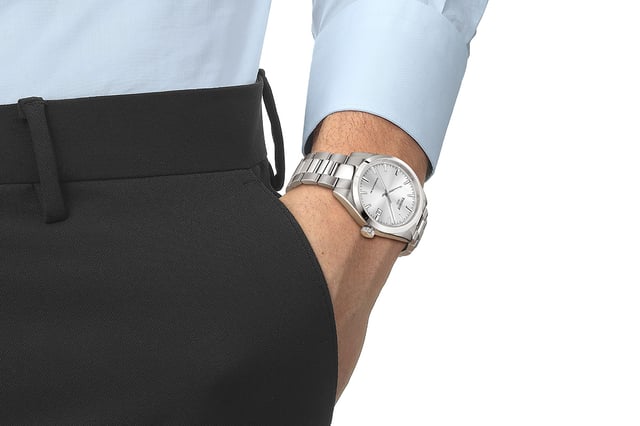Tissot Gentleman 38mm, ref. T165_807_11_031_00, silver, wrist