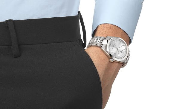 Tissot Gentleman 38mm, ref. T165_807_11_031_00, silver, wrist
