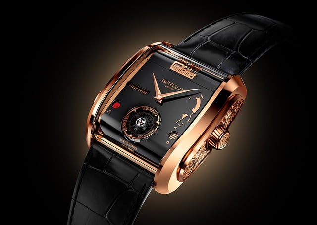 Jacob & Co. Godfather II, golden watch against black background