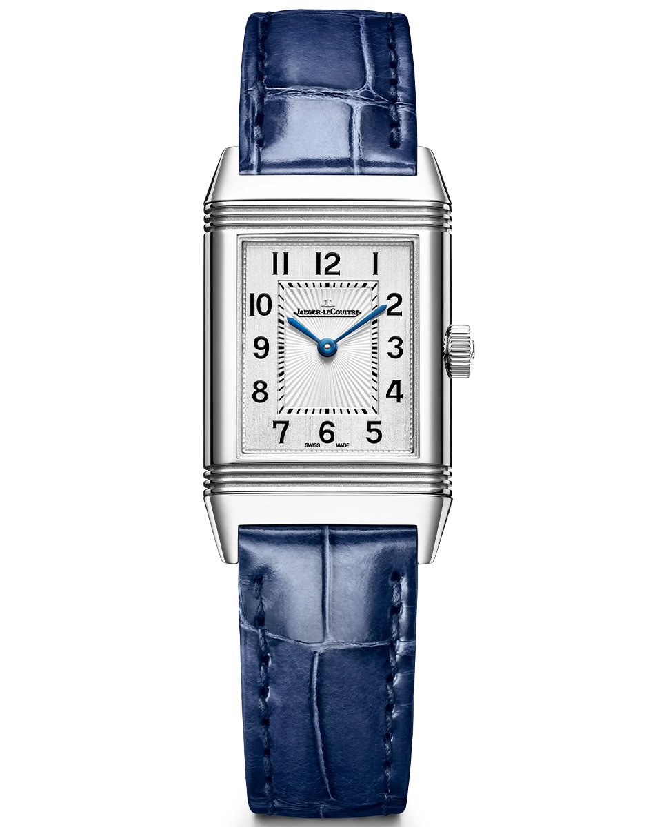 Dresswatch: Jaeger-LeCoultre – Reverso Classic Monoface, elegant hand-wound watch with blue alligator leather strap