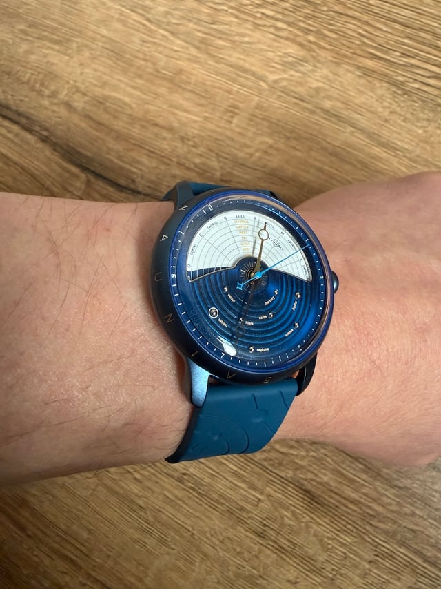 Hvilina Universum Cosmographia on the wrist