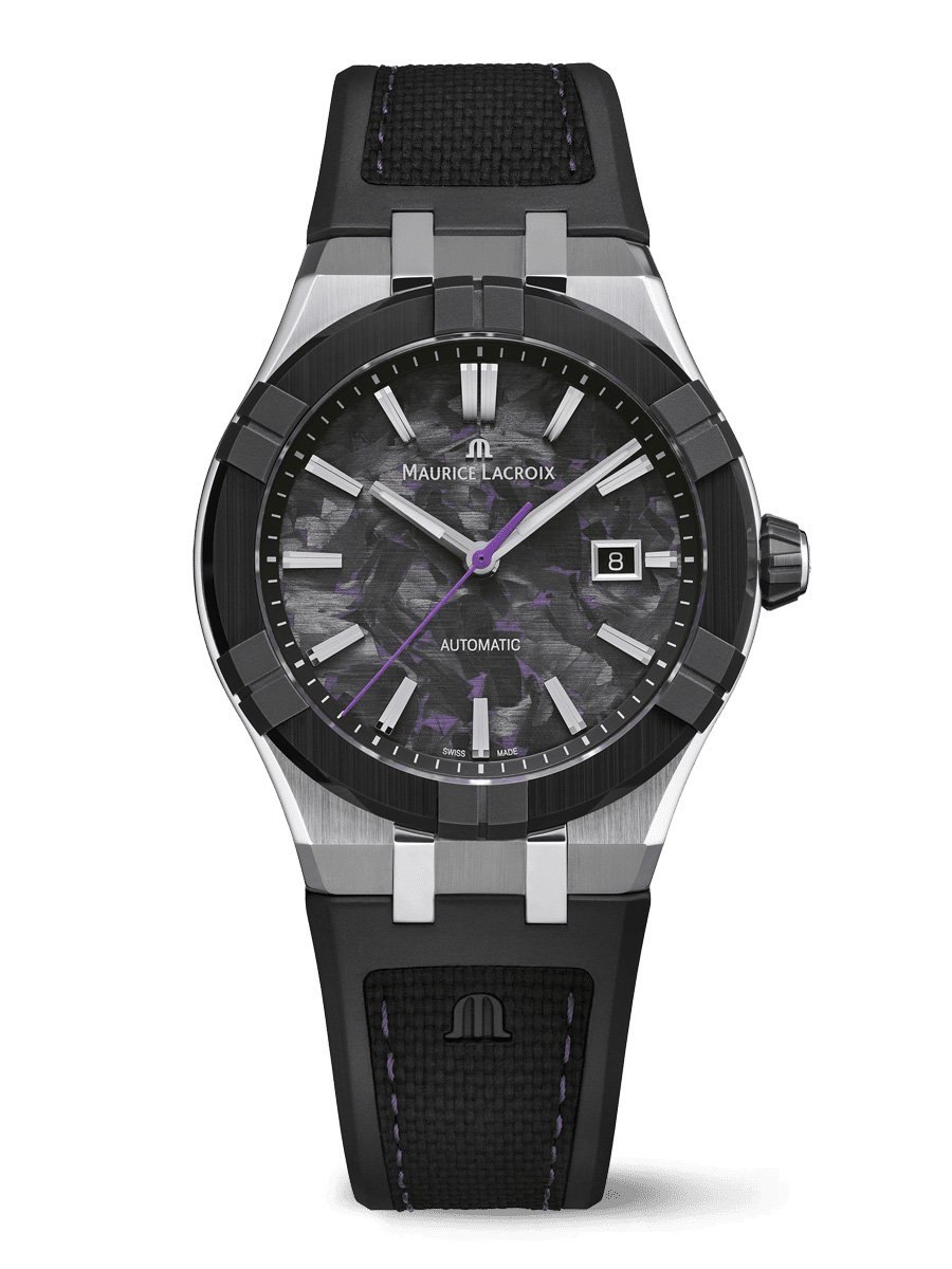 AIKON-IC Frozen Colours Black and purple Frozen Carbon dial: Front
