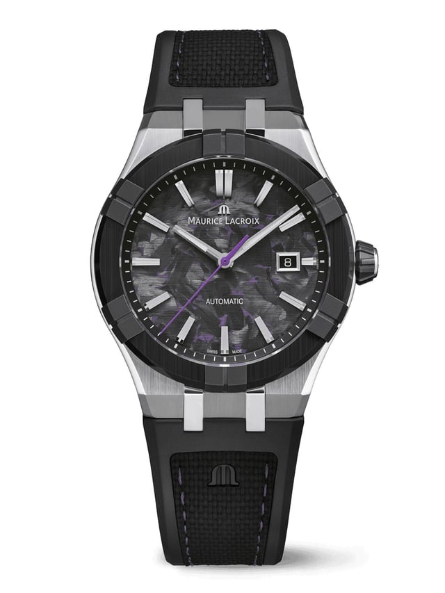 AIKON-IC Frozen Colours Black and purple Frozen Carbon dial: Front