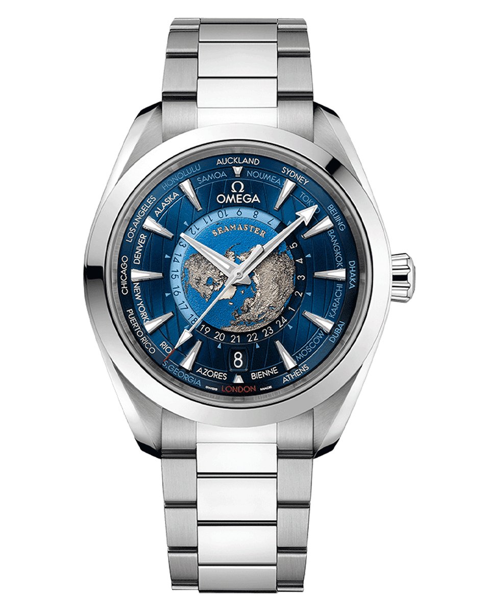 Omega – Seamaster Aqua Terra 150M Worldtimer, automatic travel watch made of stainless steel