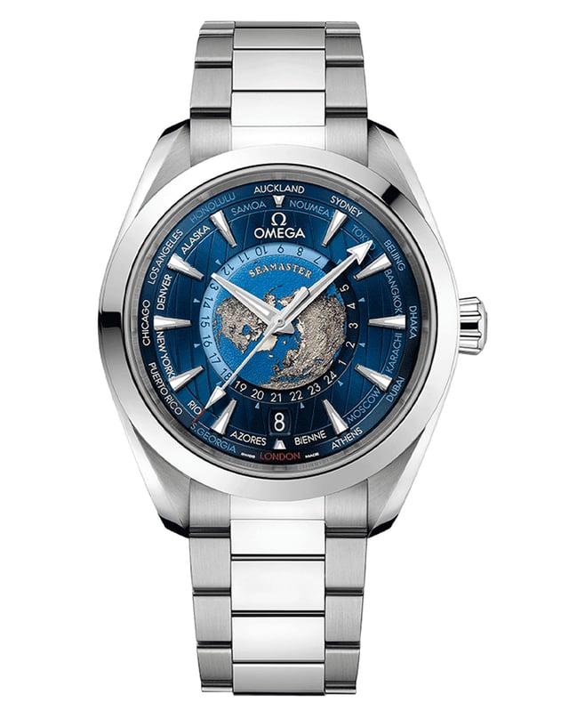 Omega – Seamaster Aqua Terra 150M Worldtimer, automatic travel watch made of stainless steel