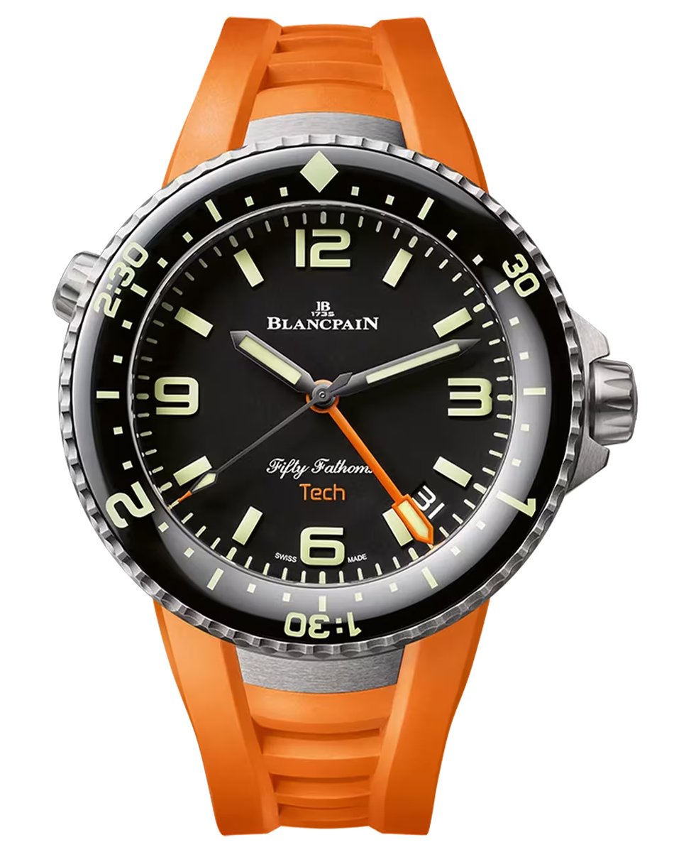 Blancpain – Fifty Fathoms Tech, professional mechanical diving watch with rubber strap
