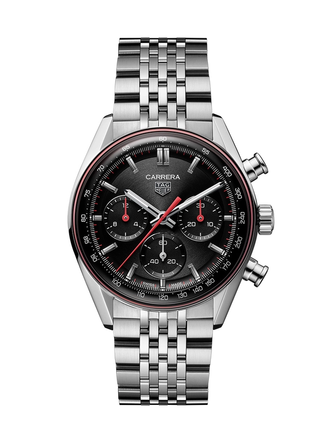 TAG Heuer: Carrera Chronograph 41mm, black dial, front