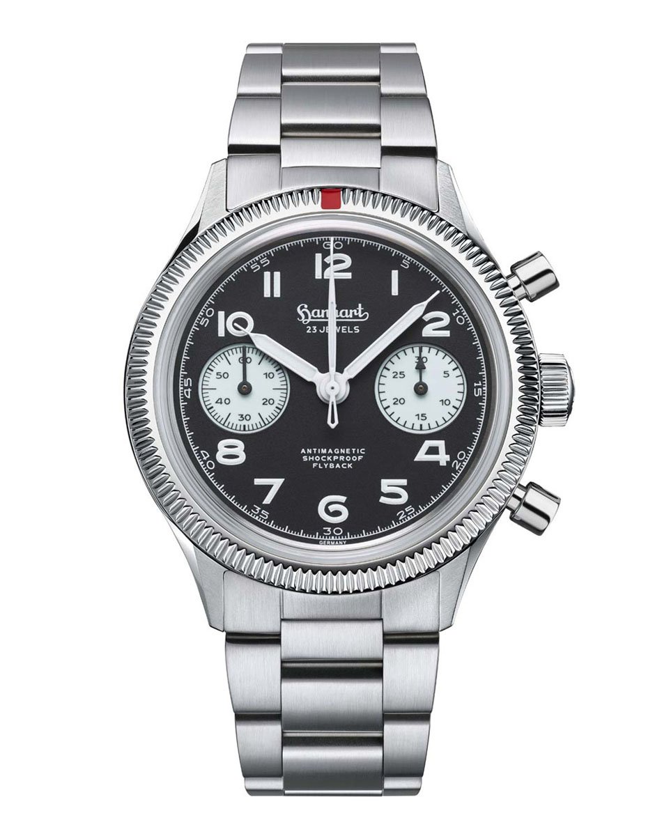 Hanhart: 417 ES Flyback 39 Reverse Panda with steel bracelet