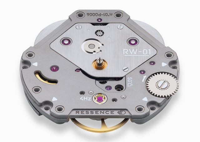 A photograph of the Ressence RW01 in-house movement, which powers their complications such as the ROCS system.