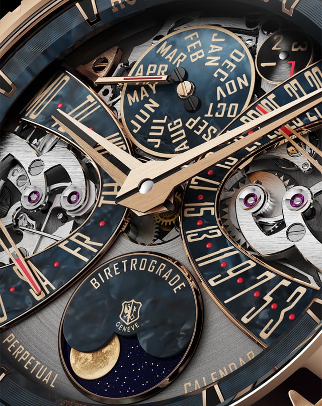 Roger Dubuis – Excalibur Biretrograde Perpetual Calendar, gold watch with manufacture caliber and perpetual calendar