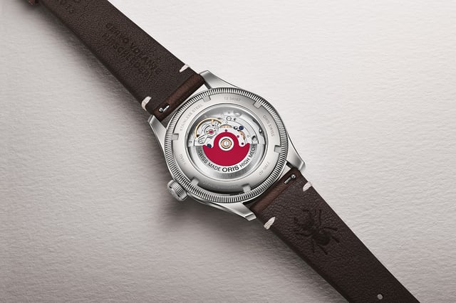 Oris x Cervo Volante Big Crown Pointer Date Burgundy: case back