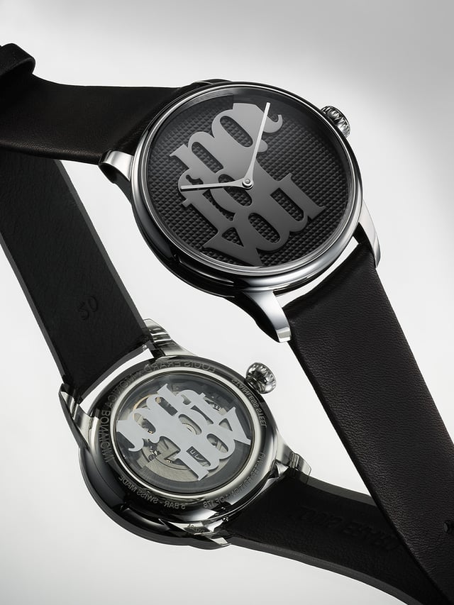 Louis Erard x Monica Bonvicini “Not For You”, back and front