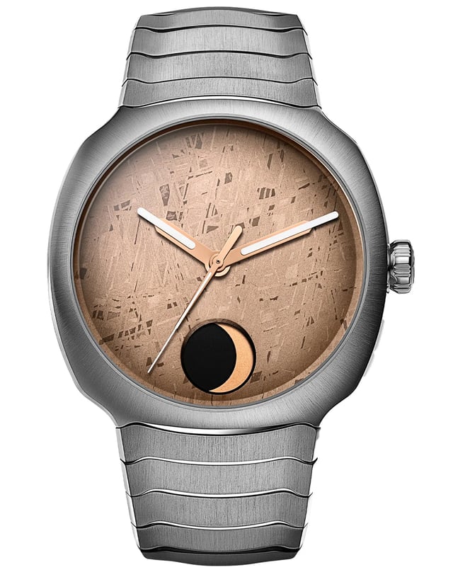 H. Moser & Cie Streamliner Perpetual Moon Concept Meteorite, watch made of stainless steel with manufacture caliber and meteorite dial