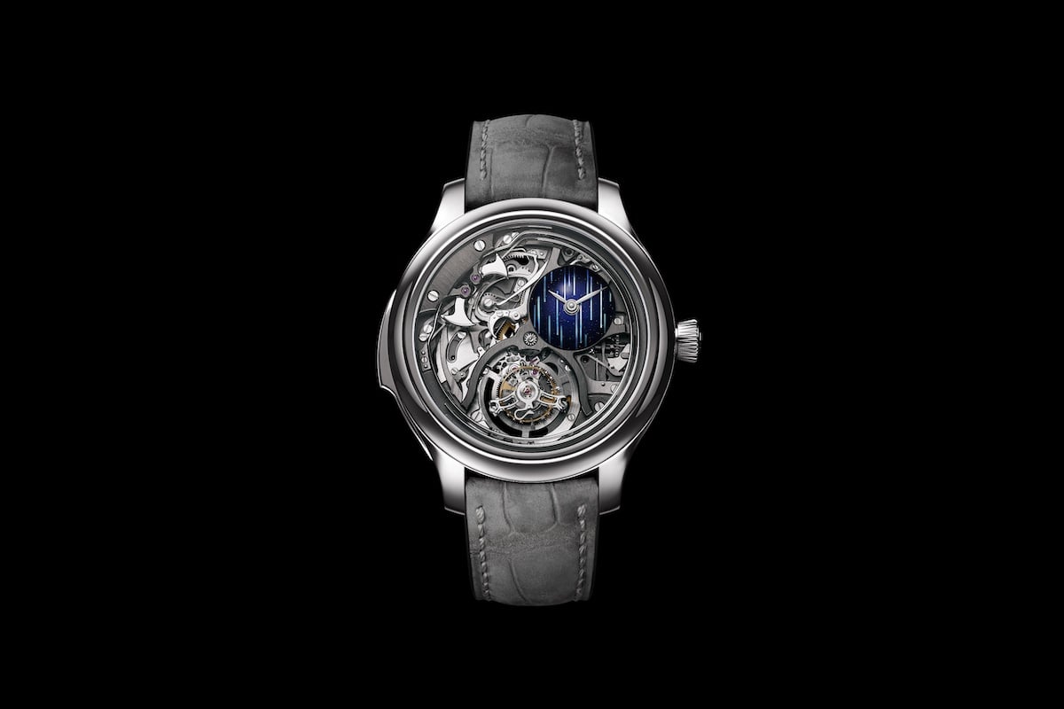 H. Moser & Cie. Endeavour Minute Repeater Cylindrical Tourbillon Skeleton Cosmic Rain: front