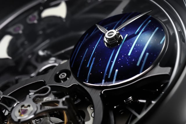 H. Moser & Cie. Endeavour Minute Repeater Cylindrical Tourbillon Skeleton Cosmic Rain: title, dial