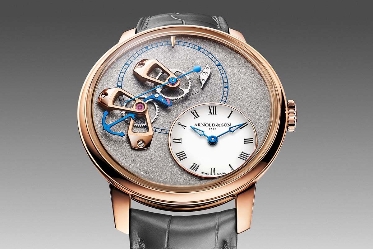 Arnold & Son DSTB Stop-Second Red Gold Cliff Grey: dial