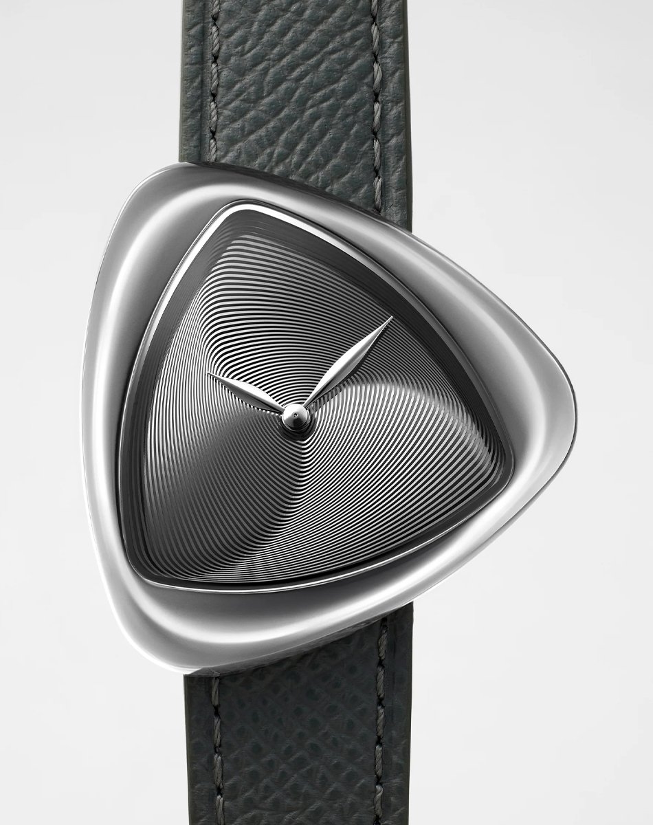 Anoma A1 Optical, extravagant, asymmetrical watch creation made of stainless steel with automatic caliber