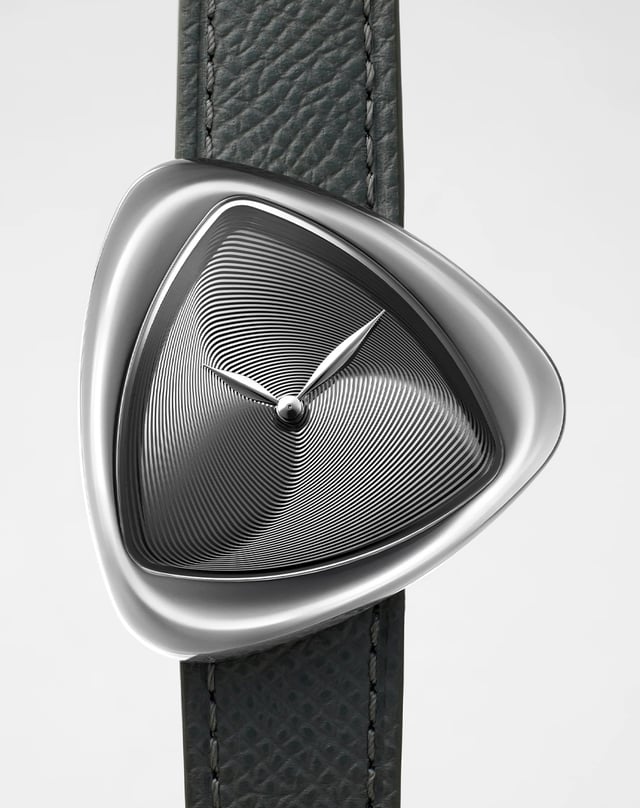 Anoma A1 Optical, extravagant, asymmetrical watch creation made of stainless steel with automatic caliber