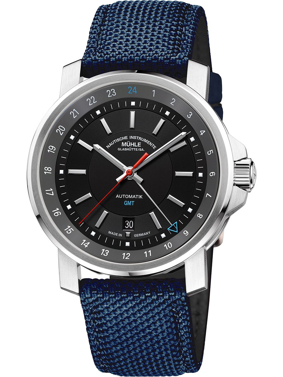 Mühle-Glashütte 29er Big GMT, blue textile strap, front
