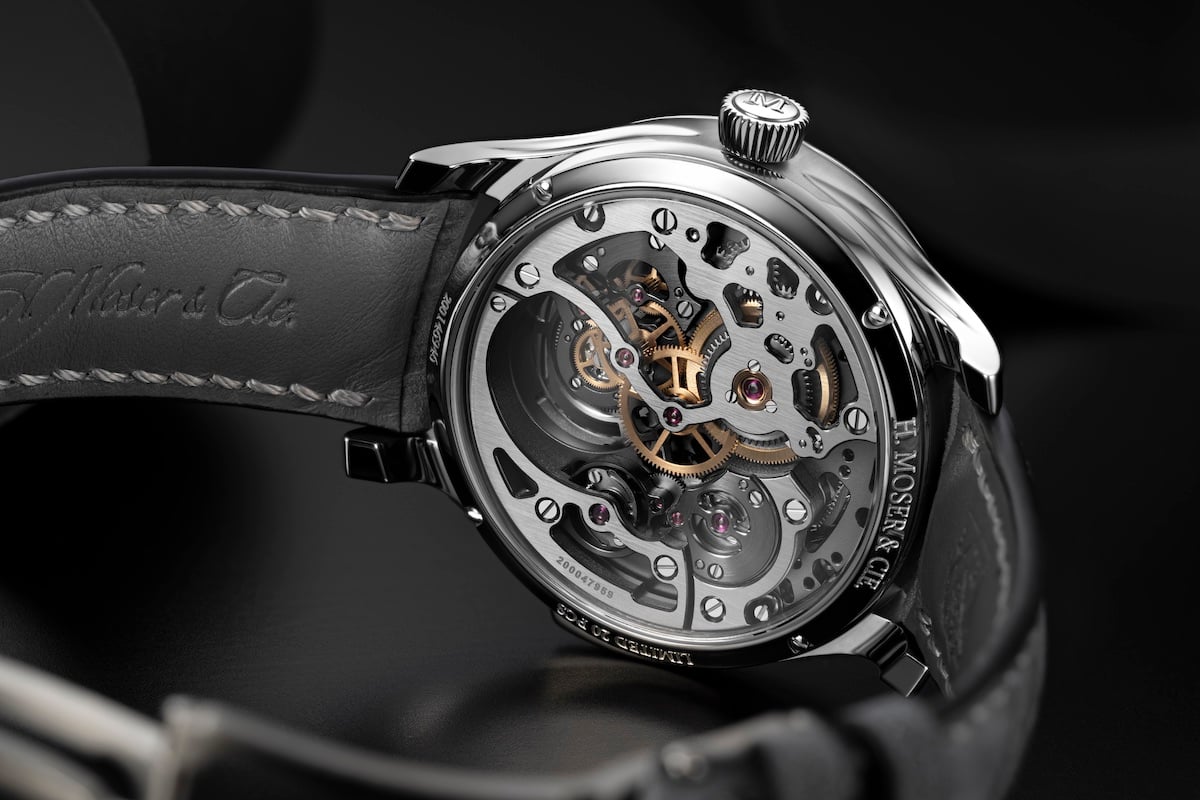H. Moser & Cie. Endeavour Minute Repeater Cylindrical Tourbillon Skeleton Cosmic Rain: Case Back & movement