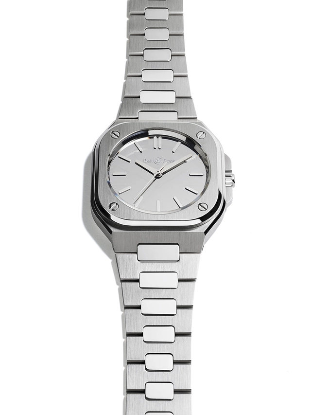 Bell & Ross: BR-05 Grey Mirror Steel, watch with bracelet