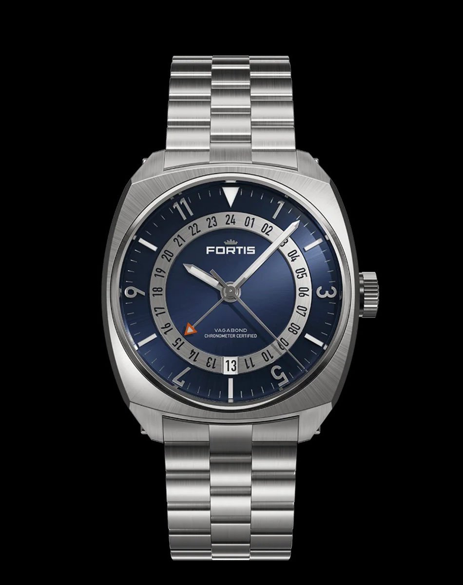 Fortis: Vagabond V-40 Blue Dusk on Block Bracelet