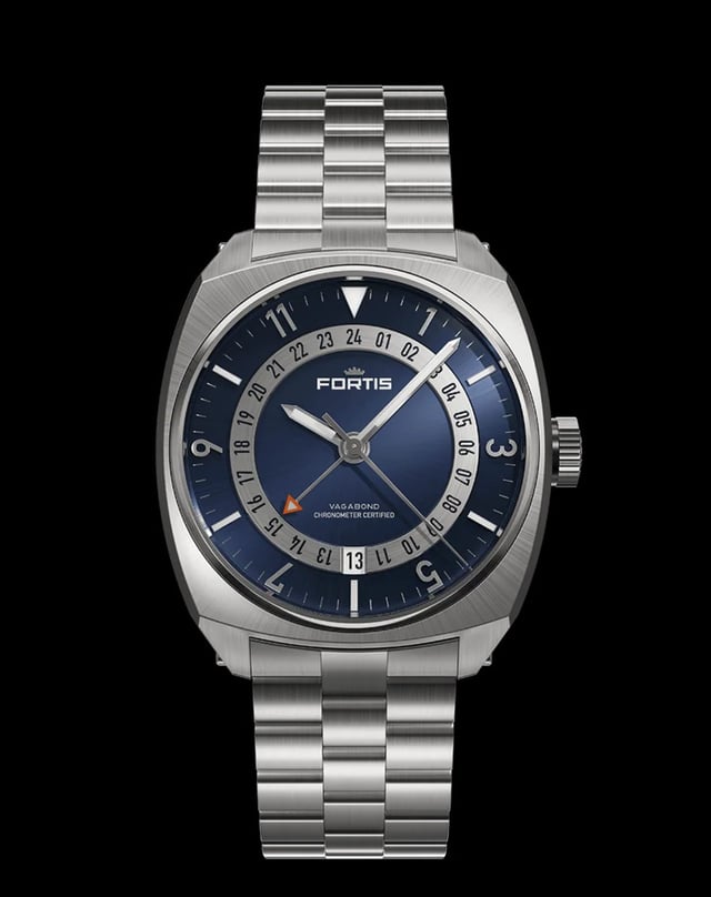 Fortis: Vagabond V-40 Blue Dusk on Block Bracelet