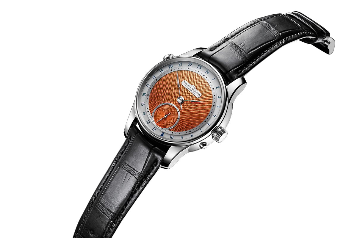 Moritz_Grossmann_GMT_Guilloche orange dial, silhouette
