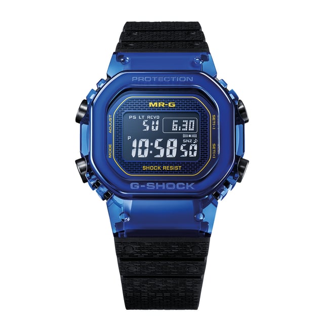 MRG-D5000: Blue sapphire bezel and case, screwless Multi-Guard Structure