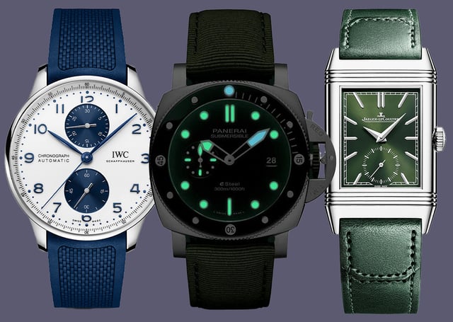 IWC, Panerai, Jaeger-LeCoultre, chronograph, dive watch, and dress watch