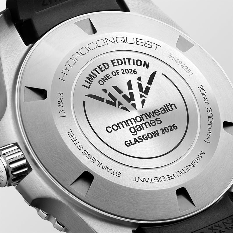 Longines HydroConquest Commonwealth Games Edition Glasgow 2026, case back