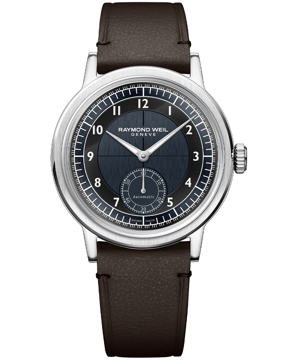 Raymond Weil Millesime Small Seconds Tuxedo, black dial, front