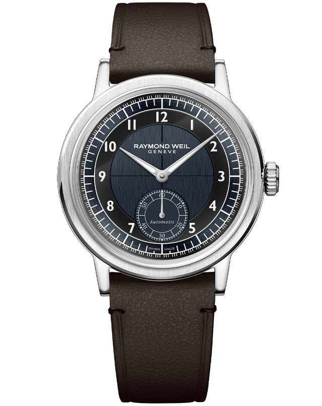 Raymond Weil Millesime Small Seconds Tuxedo, black dial, front