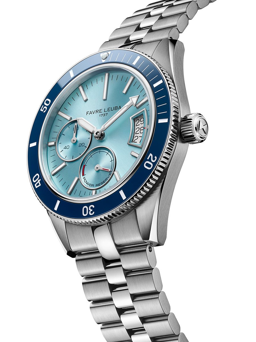Favre Leuba Deep Raider Power Reserve, ice-blue, side