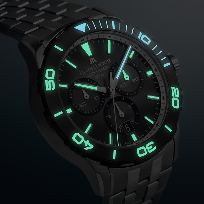 Maurice Lacroix Pontos S Solar Chronograph: dial, night