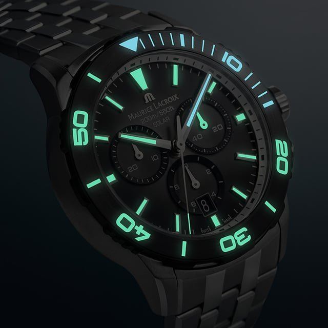 Maurice Lacroix Pontos S Solar Chronograph: dial, night