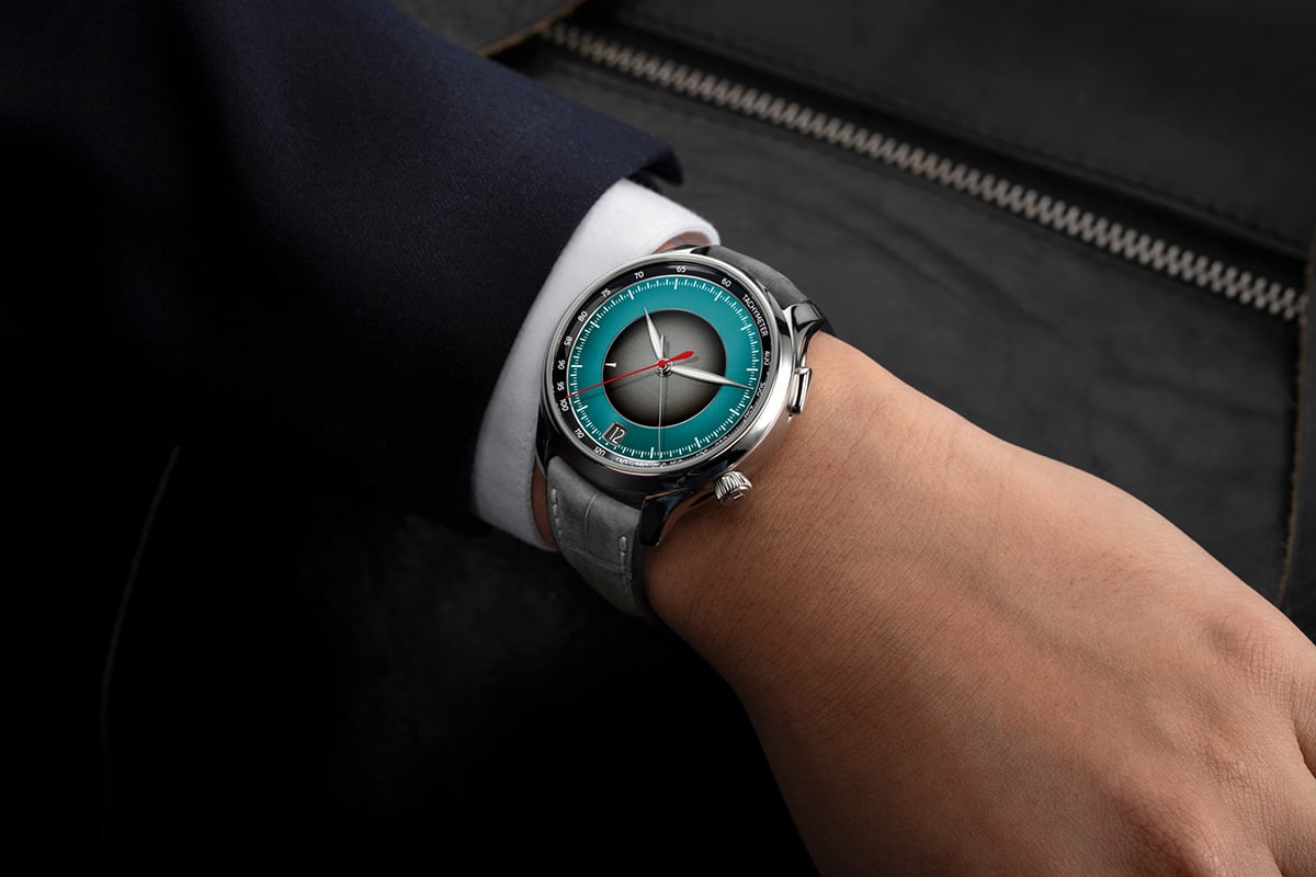 H. Moser & Cie. Endeavour Flyback Chronograph Dual Time Date: wrist