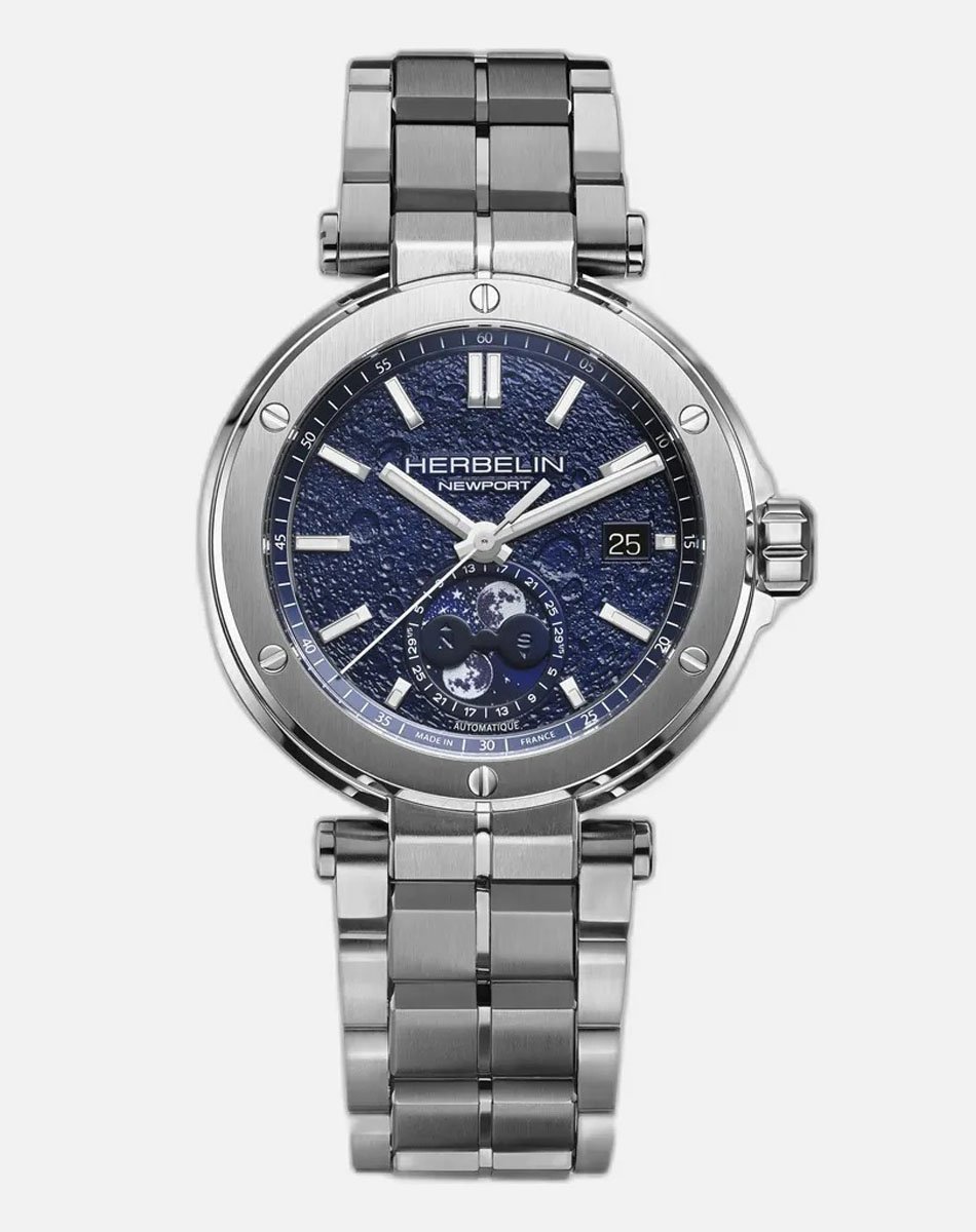 Herbelin: Newport Automatic Moonphase blue with steel bracelet