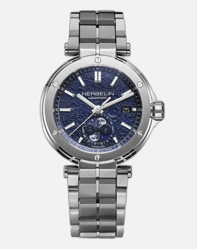 Herbelin: Newport Automatic Moonphase blue with steel bracelet
