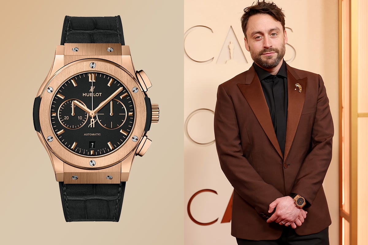 Kieran Culkin and Hublot Classic Fusion Chronograph King Gold 42mm 