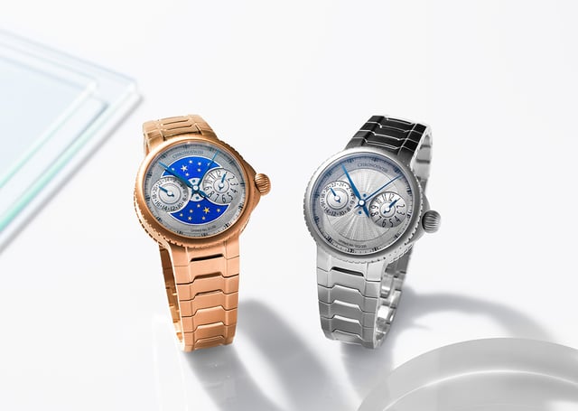 Chronoswiss: Pulse GMT Enamel Sky Gold and Pulse GMT Silver Guilloche, title
