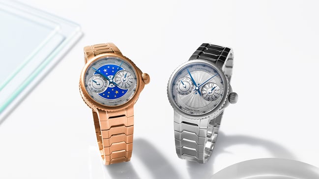 Chronoswiss: Pulse GMT Enamel Sky Gold and Pulse GMT Silver Guilloche, title