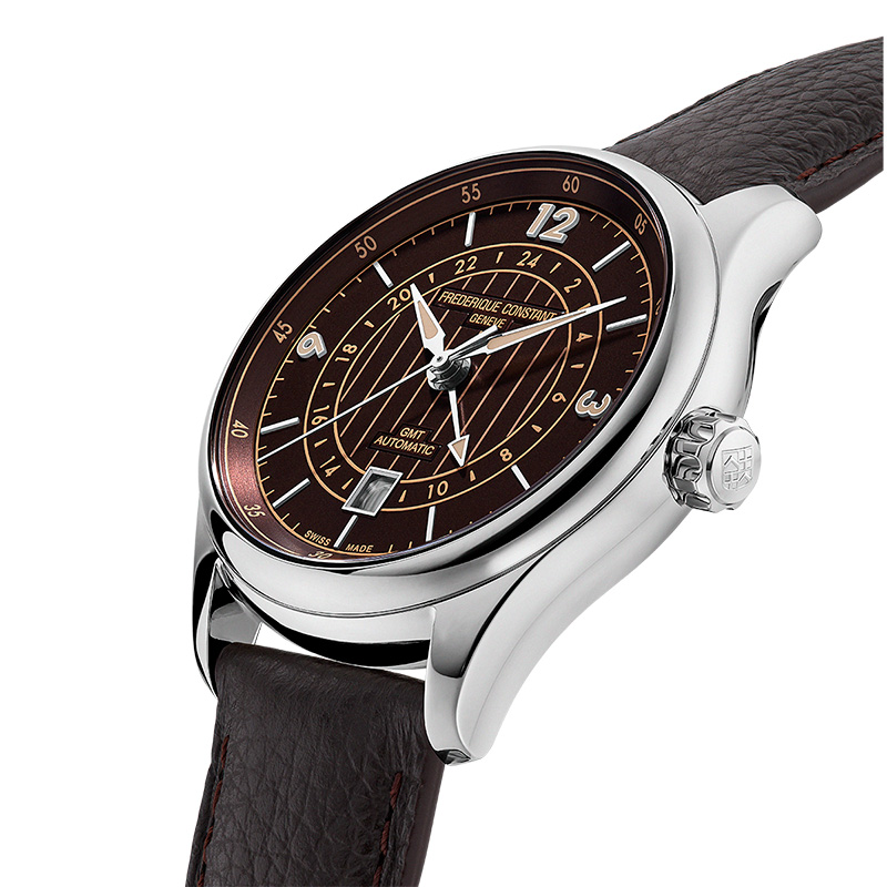 Frederique Constant Classics Runabout Automatic GMT, ref. FC-350RBR5B6: side and dial