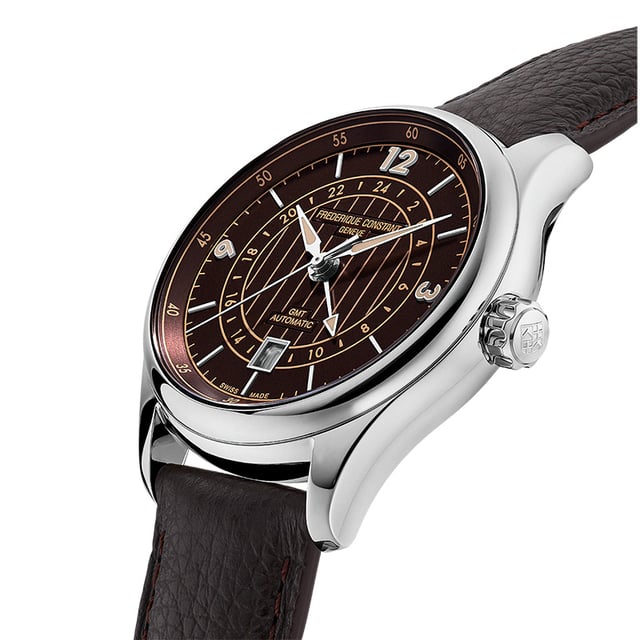 Frederique Constant Classics Runabout Automatic GMT, ref. FC-350RBR5B6: side and dial