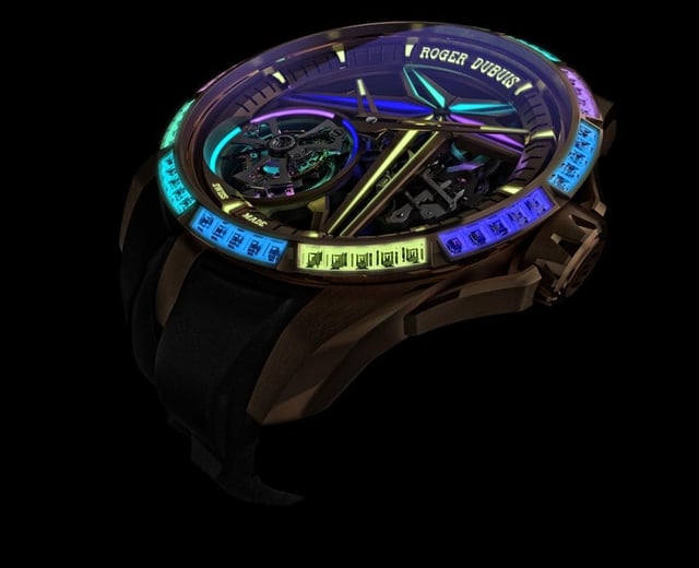 Roger Dubui: Excalibur Single Flying Tourbillon Glow Me Up at Night