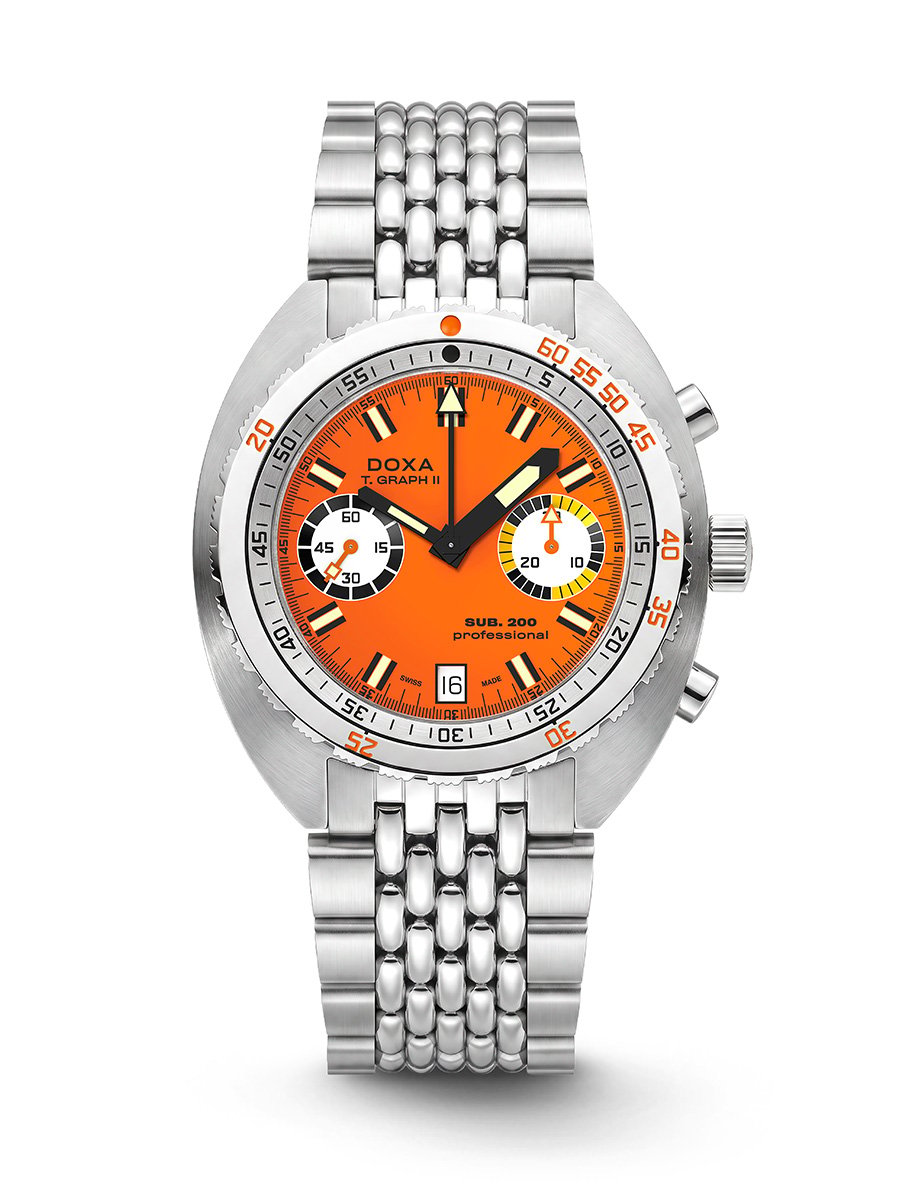 Doxa SUB 200 T.GRAPH II, orange dial: Front