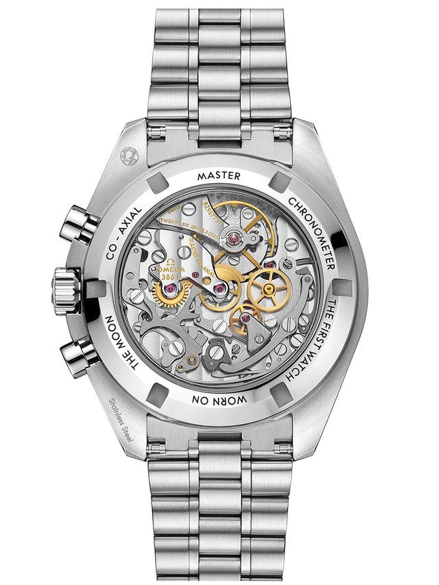 Omega: Speedmaster Moonwatch Black and White, case back and movement
