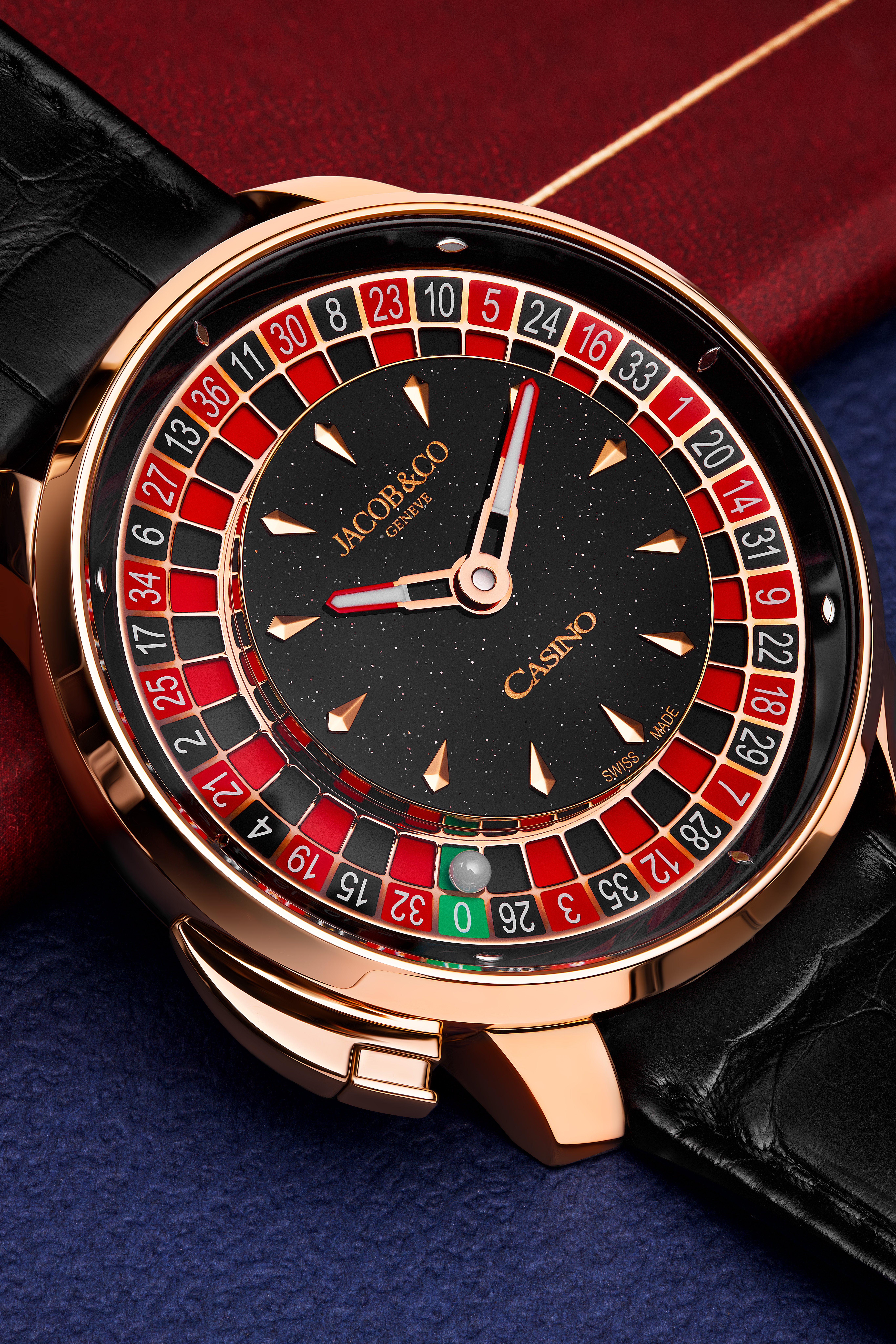 A lifestyle photograph of the Jacob & Co Casino Tourbillon 